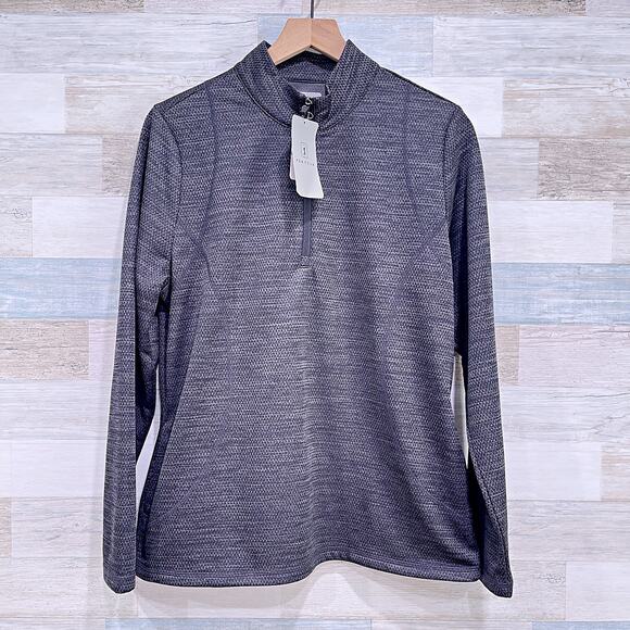 PGA Tour 1/4 Zip Tech Fleece Sweatshirt Gray Golf Pockets Stretch Womens Large - Picture 1 of 8